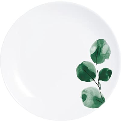 Assiette à dessert 19 cm Eucalyptus | Verre trempé résistant aux chocs, assiette à entrée et à fromage, compatible lave-vaisselle, fabriqué en France