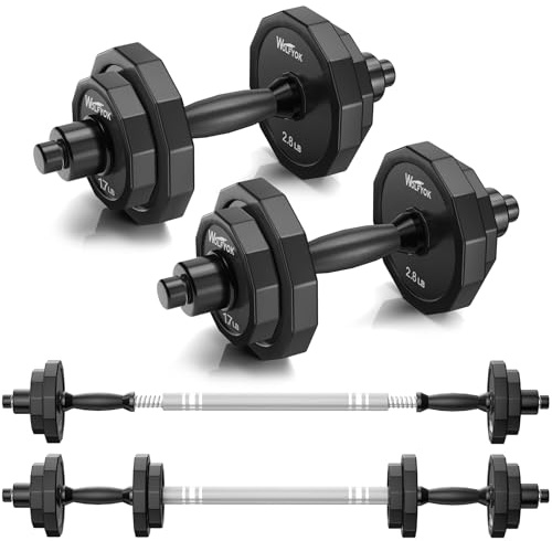 KISS GOLD Barbell Weights Dumbbells Set, Adjustable Dumbbell Sets 22Lbs 44Lbs 66Lbs 88Lbs, Solid Steel, Free Barbell Weight Set with Connector Workout Home Gym for Men Women Strength Training Shaping