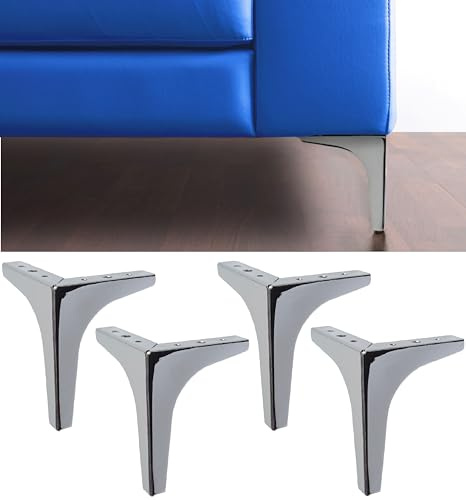 IPEA 4X Piedini per Mobili e Divani Modello META – Set di 4 Gambe in Ferro – Piedi dal Design Elegante per Poltrone e Armadi – Colore Cromato – Altezza 130 mm