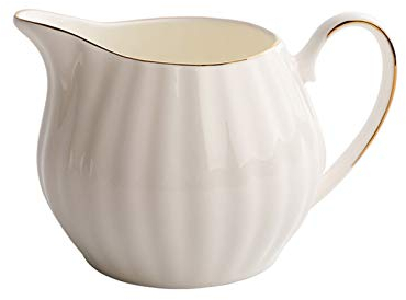 Liudan Salsiera Crema Pitcher/Milk Pitcher/Jam Pitcher/Insalata Pitcher/Coffee Pitcher for Kitchen Cream Bianco Bella Porcellana Golden Edge Cream Brocca Brocca per Salse