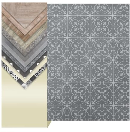 Primaflor PVC Boden Turvo | Fliese Grau-Weiß | 200x250 cm | Textilrücken, R10 und 2,5 mm Gesamthöhe; für Fußbodenheizung sowie Wohn-, Büro- und Feuchträume geeignet