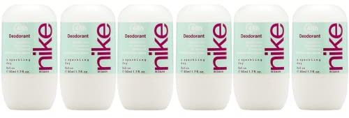 NIKE - A Sparkling Day Pack de 6 x 50 ml, Desodorante Mujer Roll-On, Desodorante Antimanchas para Piel Sensible, 0% Alcohol y 0% Sales de Aluminio, Larga Duración, Fragancia Floral Oriental