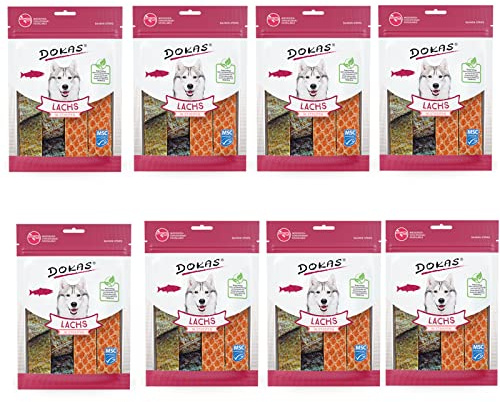 Dokas Dog LACHS in Streifen für Hunde - Bundle - 8 x 100g