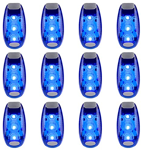 Awpeye 12 Pack Led Safety Light, Safety Light, High Visibility Strobe Running Lights Used for Bicycle, Walking Etc. Clip-On Running Lights Clip to Clothes Strap to Wrist, Bike Or Anywhere (Blue)