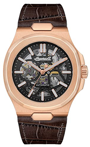 Ingersoll 1892 The Catalina Mens 42mm Automatic Watch with Black Dial and Brown Leather Strap - I12505