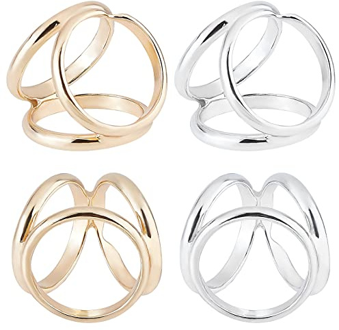GORGECRAFT 2 Colores 4 Piezas Triple Anillo Bufanda Clip Hebilla Cierre Titular Aleación de Zinc Ropa Joyería Accesorios Broches para Boda Fiesta Ropa Camiseta Pañuelo Chal Mujer Moda Decoración