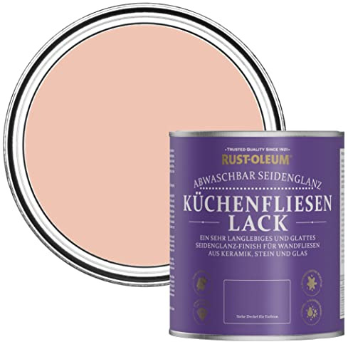 Rust-Oleum Pink water resistant Kitchen Tile Paint in Satin Finish - Coral 750ml