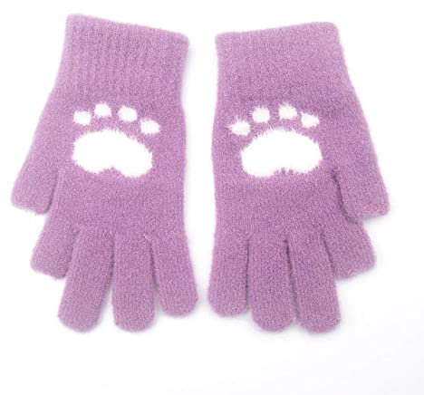 Liyinco Damen Süße Plüsch Fingerlose Handschuhe Winter Warm Plüsch Fingerlose Handschuhe Büro Outdoor Warme Fingerlose Handschuhe Lila Einheitsgröße
