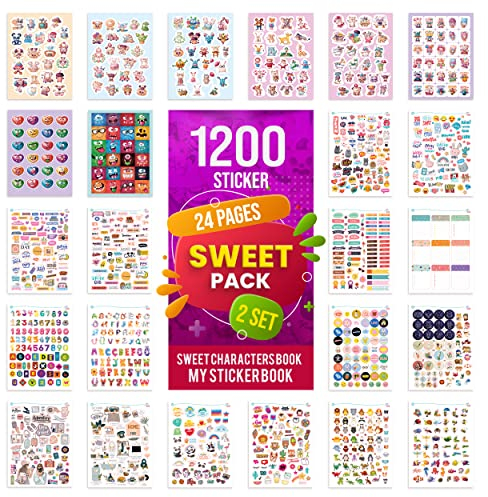 colortouch Sweet Pack Sticker Set, 1200 Pieces Stickers, Photo Album, for Teenagers and Adults, Many Different Designs Sticker Book for Laptop, Tablet, Mobile Phone
