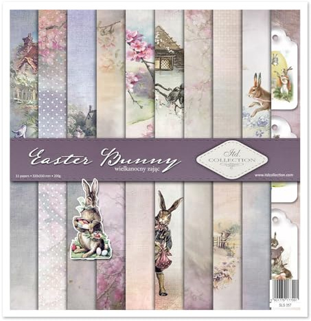ITD Collection - Scrapbook Papier - Scrapbooking Set - Motivpapier zum Basteln - Dekorpapier 12x12 inches - 310 x 310 mm - 10 Blatt + 1 – Easter Bunny - SLS-057