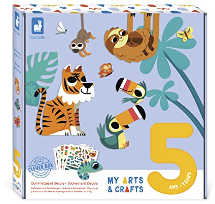 Janod - My Arts & Crafts - Ab 5 Jahre - Aufkleber und Dekoration - 5 Bilder - Kreatives Hobby Kinder - Feinmotorik und Konzentration - J07744