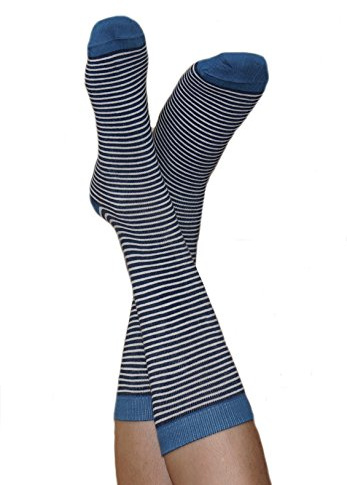 2 Paare Damen Herren Socken Ringelsocken Bio-Baumwolle Geringelt Gestreift (as3, numeric, numeric_35, numeric_38, regular, regular, dunkulblau-Natur)
