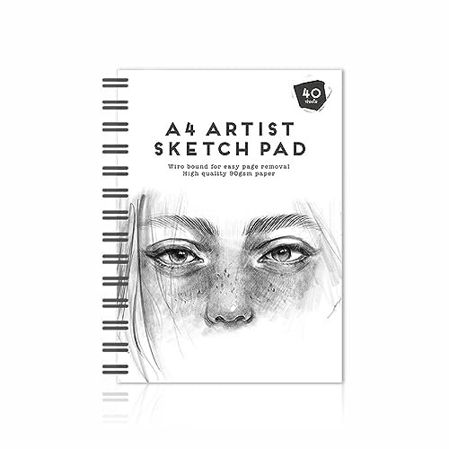 Sketch Pad A4 Artist Sketch Pad Art Book Drawing Pad Sketchbook Creative Fun Painting Book for Kids Children Drawing Doodling Sketching Art Supplies School Stationery Home Accessories 40 Sheets (1Pc)