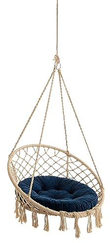 PillowPrim Hängesessel Outdoor Kissen – Hängematte Sitzkissen – Nestschaukel Kissen für Komfort – Waschbares Rundkissen – Marineblau – 65 cm