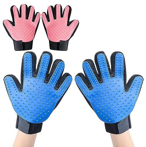 JVHLOV 2 Paar Katzenbürste Handschuh, Katzen Handschuhe, Bürste Katze, Pflegehandschuh für Katzen & Hunde, Massage-Bürstenhandschuh für Katzen & Hunde, für Katze, Hund mit langem, kurzem Fell