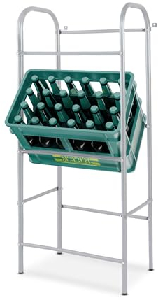 KARAT Kisten Aufbewahrung für 3 Kästen Getränkekistenregal, Flaschenregal, Getränkekistenhalter mit Wandbefestigung für Keller, Speisekammer, Garage aus Metall in grau 49,5x32,5x115,5 cm (Rocket)