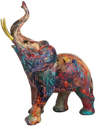 ESTINTENG Graffiti, Bunte Elefanten-Dekoration, Kreatives Harzhandwerk, Zuhause, Eingang, Büro, Desktop-Kunst, Dekoration und Dekoration-Ölgemälde Elefant-1