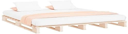 vidaXL Letto per pallet, 160 x 200 cm, stile moderno, in legno di pino massiccio, ideale con materasso marrone, design classico, adatto per camera da letto, facile da montare