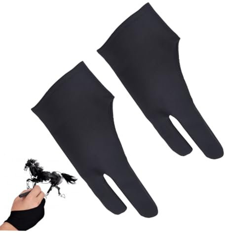 OATIPHO 2stücke Zwei-finger Künstlerhandschuh Aus Atmungsaktivem Nylon Dünn Und Elastisch Reduzierter Reibungsschutz Für Grafiktablett Und Zeichnen Unisex s Schwarz