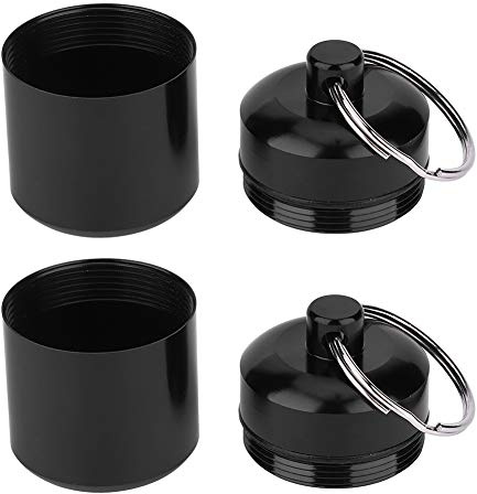 2 Pcs Pill Container, Lightweight Compact Pill Container Can with Hanging Loops and Sealing Lid for Outdoor Storing Coins Earplugs Decorations, Portable Aluminum Alloy Pill Box