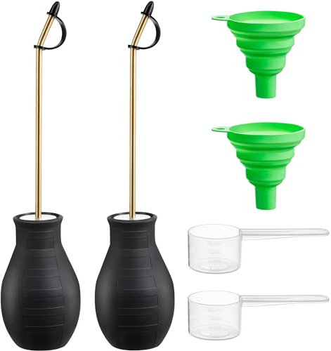 Qualirey Dépoussiérant en terre de diatomée, distributeur de poudre de jardin avec long tube en métal, pulvérisateur à bulbes pour poudres domestiques pour le jardinage biologique et agricole