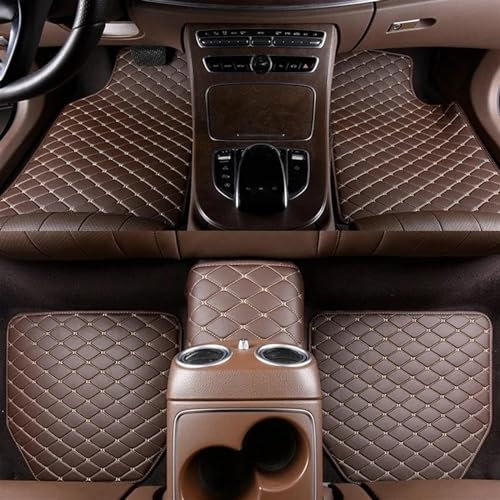 Auto Fußmatten Set Universal Auto Fußmatten Wasserdicht PU Leder Auto Schutz Vorne Hinten Komplettes Set Auto Teppich Zubehör Innen 5PCS Teppich (Color : Braun)
