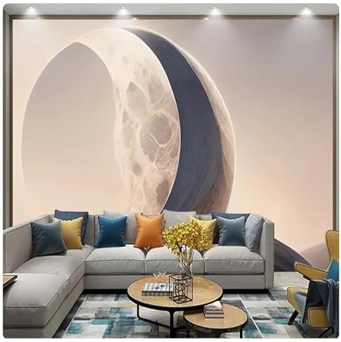 Papel Tapiz Fotográfico 3D Arte En Relieve Nórdico Textura De Luna Pintura De Piedra Arenisca Decoración Del Hogar 200Cm(W)*140Cm(H)