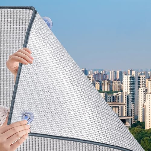 KDDFN 100% Blickdicht Spiegelfolie,Reflektierende Fensterfolie,Sonnenschutzfolie Fenster Isolierfolie,Anti-UV Folie,Wärmeschutzfolie,für Zuhause und Das Büro,mit Saugnapf (130x260cm/51 x102)