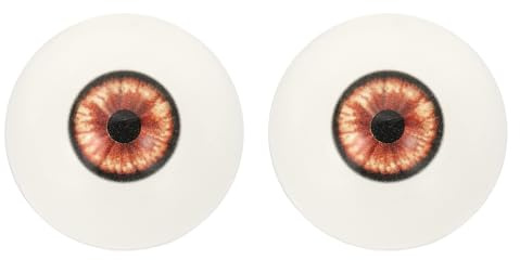 PATIKIL Occhi di 32mm Occhi Acrilici Realistici Mezza Sfera Arancione Rosso | 1 Coppia, per Maschere Halloween Artigianato, in Plastica