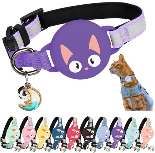 Kittytag Katzenhalsband mit Zubehör, Kompatibel mit Apple AirTag Reflektierend und Klar GPS Katze mit Anti-Erstickung, verstellbar, GPS AirTag Nicht enthalten