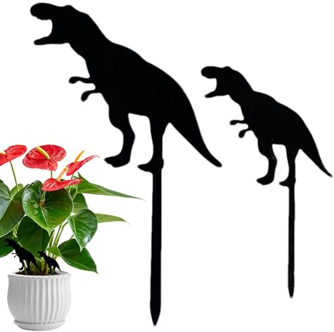 Generisch Piquet de jardin dinosaure - Piquet d'animaux juteux - En acrylique peint à la main - Décoration de printemps pour les amateurs de dinosaures
