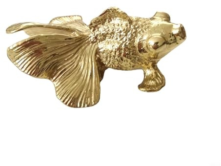 HpLive Möbelknöpfe Massivem Messing Goldfisch Schrank Schublade Knöpfe Einzigartige Tier Gold Griff Home für Schrank,Schreibtisch(1Stück)
