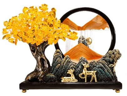 LIBANGRONG-888 Cystal Tree Citrin Glücksbaum Feng Shui Geldbaum beweglicher Sand Kunst Bild Stück Home Wohnzimmer Eingang Feng Shui Dekoration für Reichtum / Glück Kristall Geldbaum