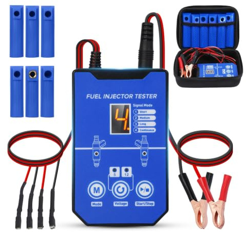 Kraftstoffeinspritzdüsen-Tester 4 Testmodi 5V/12V Injektor Tester EFI GDI | Benzin Kraftstoff Einspritzdüsen Prüfgerät mit 6 Düsen,1M Kabel