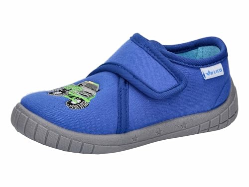 Lico Cookie Boy Hausschuh, Blau/Grau/Lemon, 22 EU