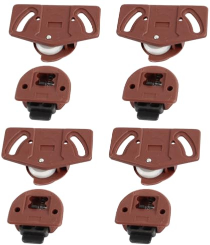 4 pares de rodillos para puertas correderas: ruedas completas de puerta corredera, pestillo y kits de engranajes para armarios de muebles y armarios; plástico PA duradero y nailon