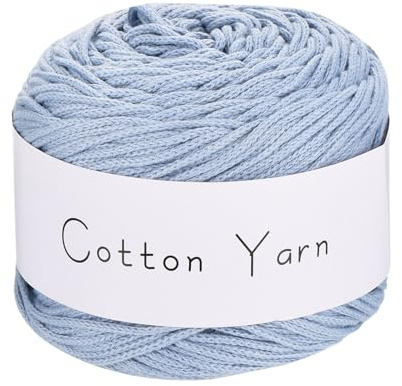 sourcing map 1 Skein Cotton Yarn, 100% Cotton Chunky Yarn for Hand Knitting, Blanket Yarn for Crocheting Each of 100g/3.53oz(Per Skein 150m/164 Yard)/Pale Blue