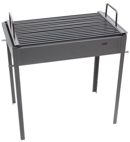 FLAME FOX - Hochwertiger Camping Grill 40x25cm I Praktischer Holzkohlegrill für Camping & Festivals I Platzsparender Tragbarer Holzkohlegrill für unterwegs I Extra robust zum Mitnehmen