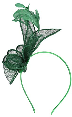 Fascinator Damen Mesh Federn Stirnband Tea Party Clip Kopfbedeckung Haarschmuck Retro Schleier Hut Elegant Fascinator Hut mit Federn Schleier Stirnband für Hochzeit Karneval (Grün, One Size)