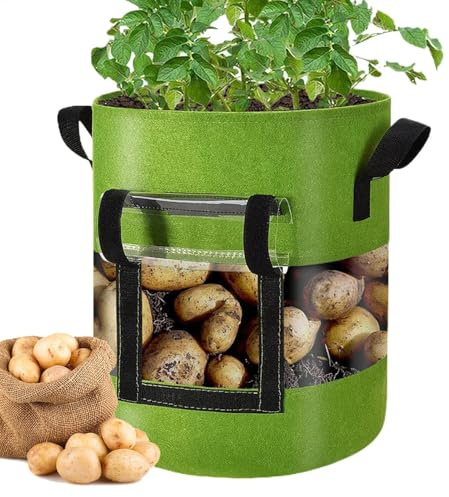 Kartoffel Pflanzsack - 40L Pflanztaschen aus Filz, Pflanzsäcke Kartoffeln aus Vlies Stoff - Pflanzgefäß Pflanzbeutel, Stofftopf, Pflanzsack mit Griffe aus Filzstoff Pflanze Grow Bag