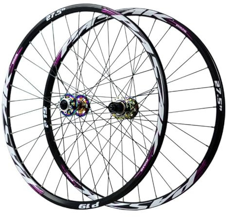 GEIRONV Aluminiumlegierung 24/26/27,5/29 Zoll MTB Fahrrad Radsatz, Doppelwandfelgen 32 Löcher Schnellspanner Scheibenbremse 1,25-2,35 Zoll Reifen(Purple,26inch)