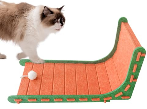 Rascador para gatos, tablero de fieltro en de L, con juguete de bola interactivo, herramienta de afilado de garras resistente al desgaste, portátil, compacto, versátil, ideal para gatitos
