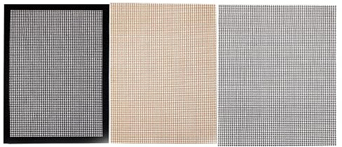 POPETPOP Lot De 3 Tapis De Cuisson pour Barbecue en Fibre De Verre Antiadhésifs Réutilisables 40x33 Cm, Tapis De Grille Solides Noir Et Marron Adaptés Grill Extérieur Et Repas en Plein Air