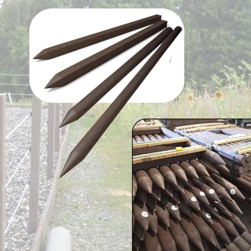 Kunststoff-Zaunpfosten, Braun, Ø 4,5 cm, 150 cm Länge, 10er Set für Gartenzaun