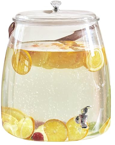 Distribuidor de profesional: jarra 5L para bebidas frías con Becuccio con cierre hermético | Material alimentario sin BPA | Ideal para té, limonada y jugos | Diseño compacto para puertas de vie