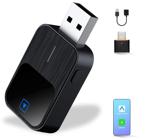 Sehawei Adaptador inalámbrico 2 en 1 para coche CarPlay/Android | Actualización CarPlay con cable a mini USB inalámbrico,diseño de botón de reinicio,para coches CarPlay integrado/Android Car