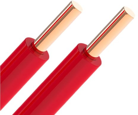 Fil De Cuivre Massif Rouge BV, Câble Électrique Unipolaire, Isolation PVC, 450/750 V, For Câblage Domestique, Distribution Électrique Et Projets Électriques Intérieurs.(100ft,6mm2-red)