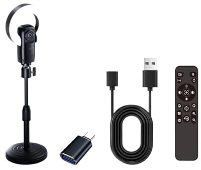 AYJYZHIAG Webcam 4K avec autofocus IA, éclairage annulaire, télécommande et Micro antibruit for Le Streaming, Les réunions Cours