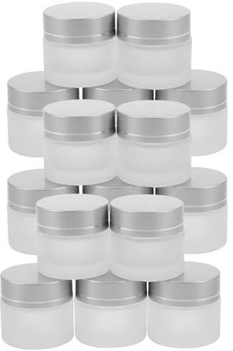 LOLIPPYY 15 Pièces Lot de Pots Verre Mat avec Couvercle Étanche Petits Contenants Rechargeables pour Crème Visage et Corps Pots Cosmétiques de Voyage Pratiques