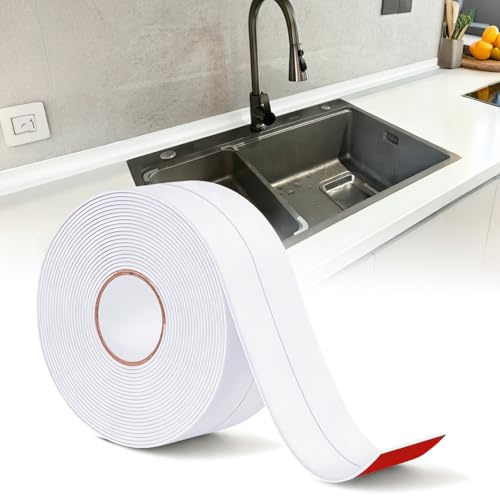 XLTBOMS Cinta Selladora Impermeable 38mm x 7m Rodapies Autoadhesivo Blanco
